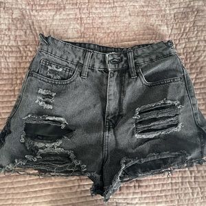 Distressed Black shorts